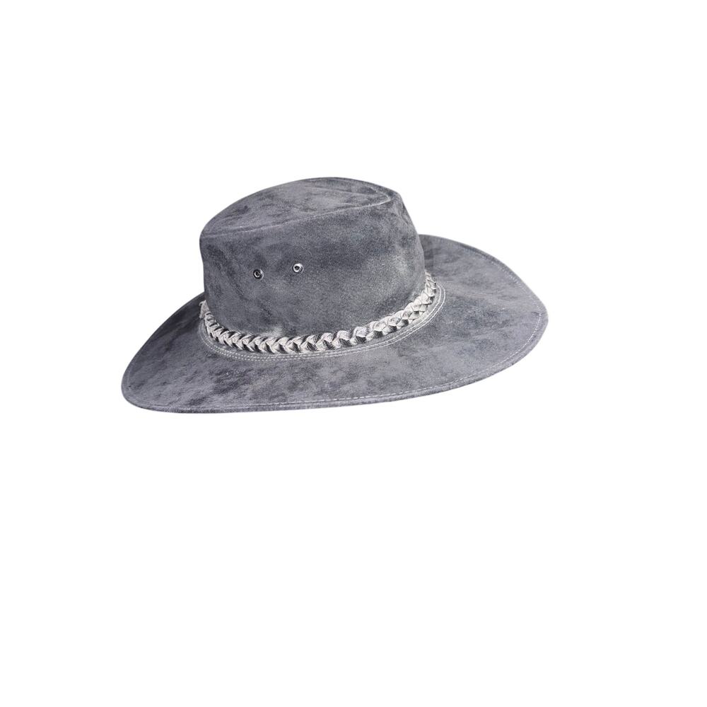 Genuine jackaroo black suede leather safar outback brim hat made in Australia M